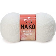 Nako Süper Inci Narin(5 Adet) 208 Beyaz Renk El Örgü Ipliği