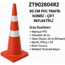 Zeplin Pvc Trafik Konisi – Çift Reflektifli  – 90 cm