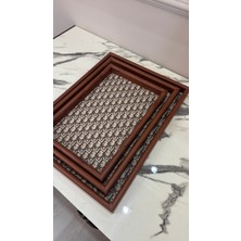 Pablito Home 3'lü Kahverengi Desenli Tepsi Seti