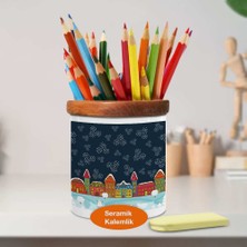 Asilmeydan Kar Altında Renkli Evler Seramik Kalemlik - 1284-3566