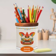 Asilmeydan Etnik Desenli Renkli Canavar Seramik Kalemlik - 23-2147493729