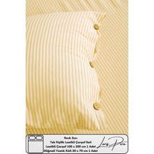 Tek Kişilik Lastikli Çarşaf Seti Pamuklu Iplik Boyalı 100X200CM Düğmeli Yastık KILIFI(50X70CM1ADET)