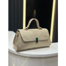 Özüm Takı Çanta Kadın Süet El ve Omuz Çantası Vizon Renk