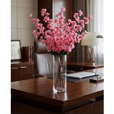  yedi dallı pembe yapay çiçek  teraryum sukulent diorama minyatür sahne dekoru