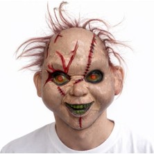 Fredeom Store Saçlı Çaki Korku Maskesi – Gerçekçi Dikişli ve Detaylı Maske