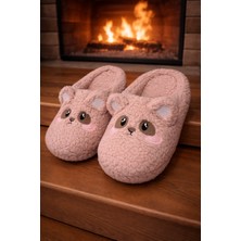 ModaFrato TEDDY BEAR Kadın Ev Terliği Kışlık Terlik Kauçuk Ses Yapmayan Taban