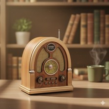 Ne Alırsan Ucuz Radyo NS-7061 Retro Ahşap Tasarım Bluetooth Hoparlörlü Fm/am Destekli, Şarjlı ve Taşınabilir Radyo