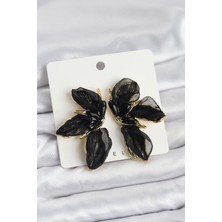 Clariss Lotus Model Siyah Renk Tüllü Kadın Küpe