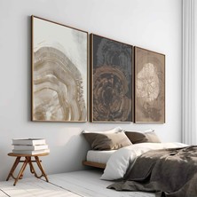 Pam Studio Doğal Ağaç Kesiti Poster Seti 3’lü | Kahve Bej Tonlarda Boho Soyut Duvar Tablosu