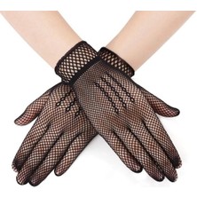 Nevamel Siyah Renk Likralı File Eldiven Parmaklı Örgü Eldiven Yetişkin Boy