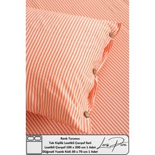 Tek Kişilik Lastikli Çarşaf Seti Pamuklu Iplik Boyalı 100X200CM Düğmeli Yastık KILIFI(50X70CM1ADET)