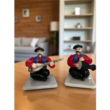 Figürart El Yapımı Saz ve Darbuka Çalan Biblo – Geleneksel Müzik Figürleri – Koleksiyonluk Dekor