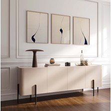 Pam Studio Bej Siyah Minimal Soyut 3’lü Poster Seti - Modern Çizgisel Duvar Tablosu Salon Dekorasyonu