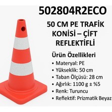 Zeplin Pe Trafik Konisi – Çift Reflektifli – 50 cm