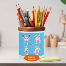 Asilmeydan Paskalya Eğlence Tavşanı Ahşaplı Seramik Kalemlik - 2147754180