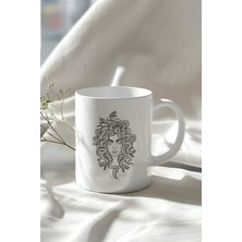 Medusa Yılan Desenli 330ML Baskılı Beyaz Seramik Kupa Bardak
