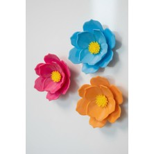 Alvina Atölye Çiçek Buzdolabı Magnet Seti - 3'lü Dekoratif Renkli Magnet - Bioplastik