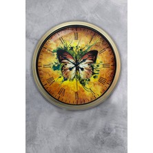 Kasva Concept Hediyelik 40 cm Eskitme Metal Kelebek Duvar Saati