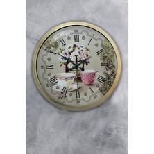 Kasva Concept Hediyelik 40 cm Eskitme Metal Coffee Duvar Saati