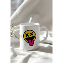 Emoji Figürlü  330ML Baskılı Beyaz Seramik Kupa Bardak