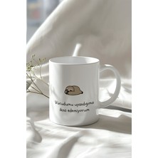 Mizahi Söz ve Sevimli Figürlü 330ML Baskılı Beyaz Seramik Kupa Bardak