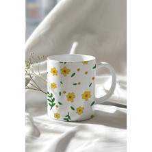 Çiçek Desenli 330ML Baskılı Beyaz Seramik Kupa Bardak