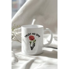 Gül Figürlü 330ML Baskılı Beyaz Seramik Kupa Bardak