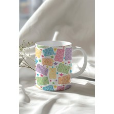 Sevimli Ayı Desenli 330ML Baskılı Beyaz Seramik Kupa Bardak