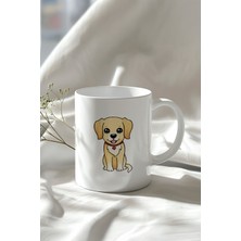 Sevimli Köpek Figürlü 330ML Baskılı Beyaz Seramik Kupa Bardak