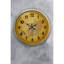 Kasva Concept Hediyelik 40 cm Eskitme Metal Yellow Duvar Saati