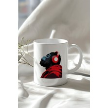 Potcat Maymun Figürlü 330ML Baskılı Beyaz Seramik Kupa Bardak