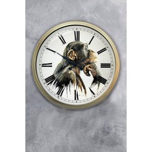 Kasva Concept Hediyelik 40 cm Eskitme Metal Maymun Duvar Saati