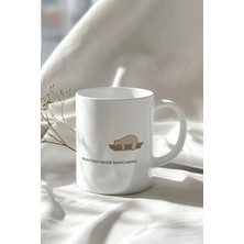 Mizahi Söz ve Sevimli Figürlü 330ML Baskılı Beyaz Seramik Kupa Bardak