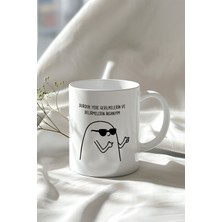 Mizahi Söz ve Sevimli Figürlü 330ML Baskılı Beyaz Seramik Kupa Bardak