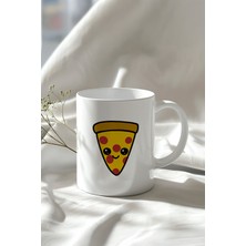 Sevimli Pizza Dilimi Figürlü 330ML Baskılı Beyaz Seramik Kupa Bardak