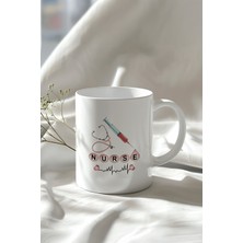 Hemşire Temalı 330ML Baskılı Beyaz Seramik Kupa Bardak