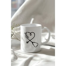 Hemşire Temalı 330ML Baskılı Beyaz Seramik Kupa Bardak