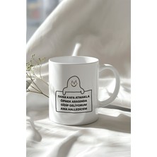 Mizahi Sevgi Sözü Temalı 330ML Baskılı Beyaz Seramik Kupa Bardak