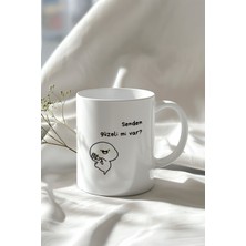 Mizahi Söz ve Sevimli Figürlü 330ML Baskılı Beyaz Seramik Kupa Bardak