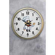 Kasva Concept 40 cm Eskitme Metal Aşçı Hediyelik Duvar Saati