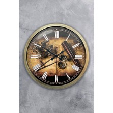 Kasva Concept Hediyelik 40 cm Eskitme Metal Kaşif Duvar Saati