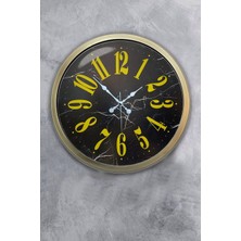 Kasva Concept 40 cm Eskitme Metal Klasik Sarı Duvar Saati