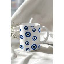 Nazar Boncuğu Desenli 330ML Baskılı Beyaz Seramik Kupa Bardak