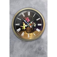 Kasva Concept 40 cm Eskitme Metal Vazolu Çiçek Duvar Saati