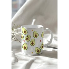 Gülen Avakado Desenli 330ML Baskılı Beyaz Seramik Kupa Bardak