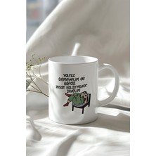 Mizahi Söz ve Sevimli Figürlü 330ML Baskılı Beyaz Seramik Kupa Bardak