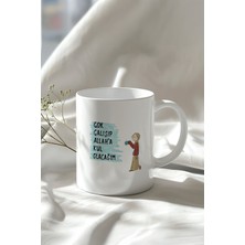 Mizahi Söz ve Sevimli Figürlü 330ML Baskılı Beyaz Seramik Kupa Bardak