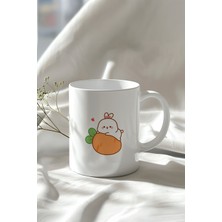 Sevimli Tavşan Figürlü 330ML Baskılı Beyaz Seramik Kupa Bardak