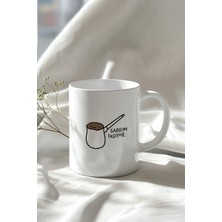 Mizahi Sabrım Taşıyor Temalı 330ML Baskılı Beyaz Seramik Kupa Bardak