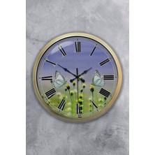 Kasva Concept Hediyelik 40 cm Eskitme Metal Kelebek Duvar Saati